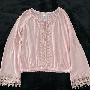 pink aeropostale off the shoulder long sleeve
